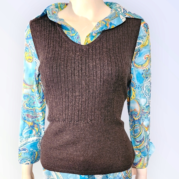 Vintage Principles Sweater Vest with Beaded Detail | Preppy Acadamia Minimalist - Picture 1 of 5